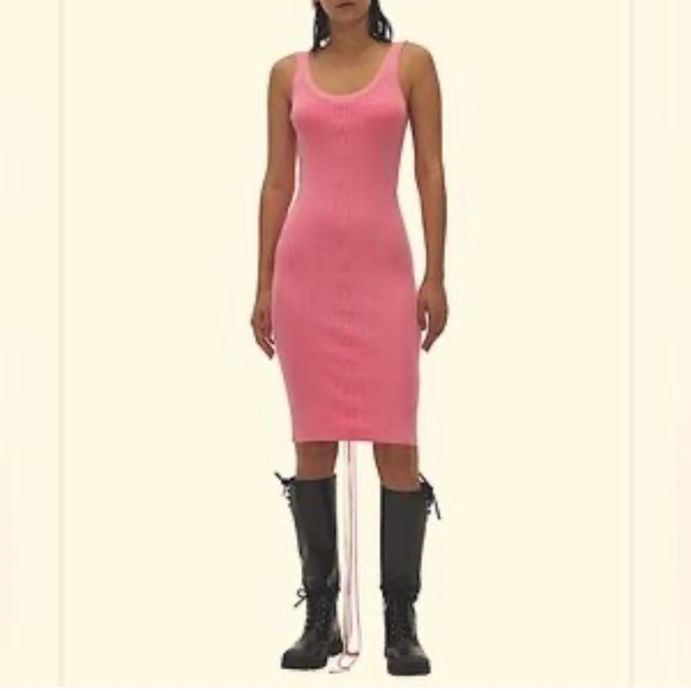 Helmut Lang Lacing Dress in Disco Pink. New with Tags size XS Boho Edge